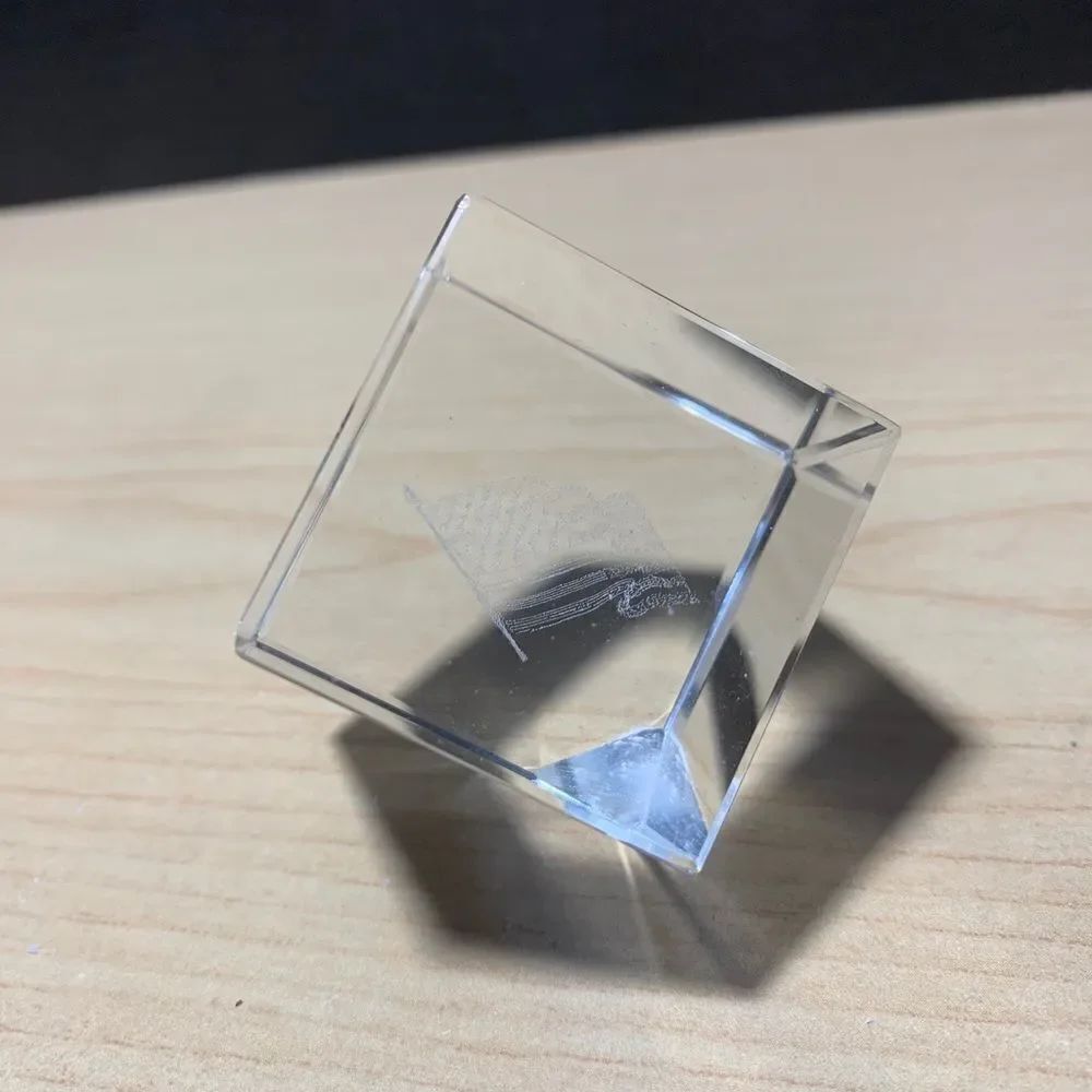 Glass Cube American Flag Paperweight